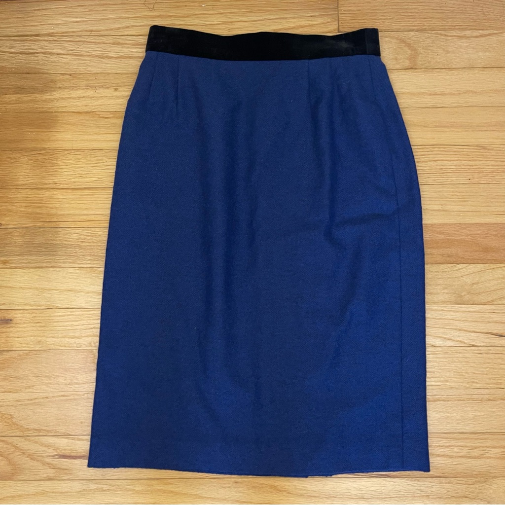 Women Escada Margaretha Ley Blue Cashmere Wool Blend Pencil Skirt Euc 38 Usa 4